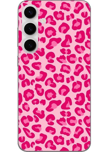Galaxy S24 Fe Uyumlu Pembe Leopar Tasarımlı Baskılı Silikon Kılıf