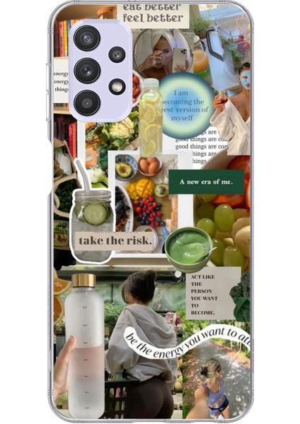 Samsung Galaxy A32 Uyumlu Sağlıklı Yaşam Diyet Motivasyon Baskılı Silikon Kılıf