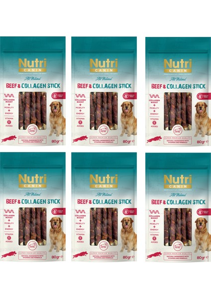 Sığır Eti Sargılı Kolajen Çubuk Tahılsız Köpek Et Ödülü 80 Gr. x 6 Adet