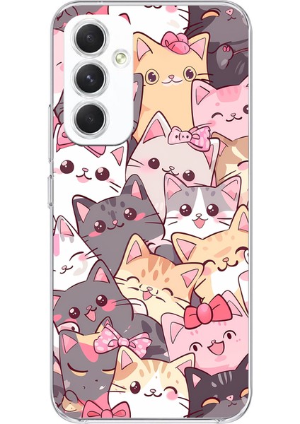 Samsung Galaxy A54 Uyumlu Sevimli Kediler Baskılı Silikon Kılıf