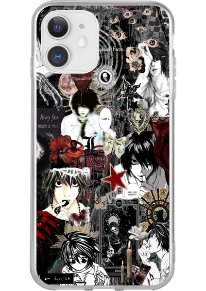 iPhone 11 Uyumlu Death Note Kolaj Tasarımlı Baskılı Silikon Kılıf