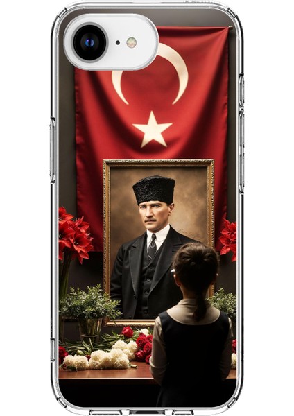 iPhone 16E Uyumlu Atatürk Türk Bayrağı Tablo Baskılı Silikon Kılıf