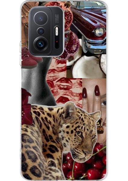 Xiaomi Mi 11T - 11T Pro Uyumlu Leopar Kırmızı Vibes Baskılı Silikon Kılıf