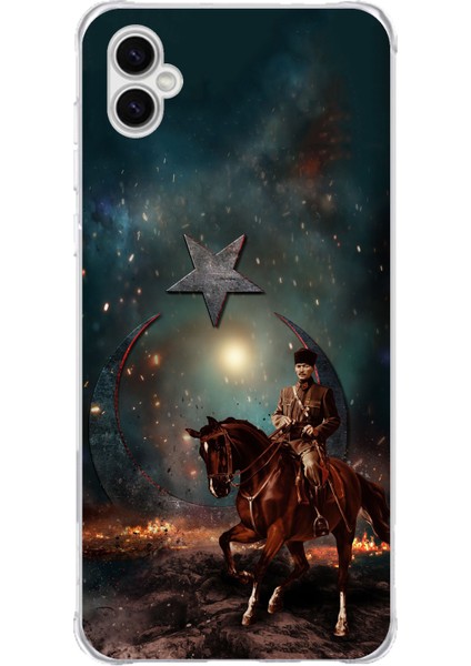 Samsung Galaxy A04 Uyumlu Atatürk At Üstünde Zafer Baskılı Silikon Kılıf