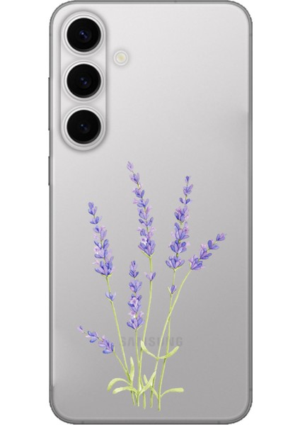 Galaxy S24 Fe Uyumlu Lavanta Çiçek Tasarımlı Baskılı Silikon Kılıf