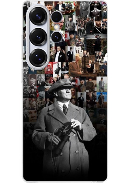 Samsung Galaxy S25 Ultra Uyumlu Atatürk Portre Kolaj Baskılı Silikon Kılıf
