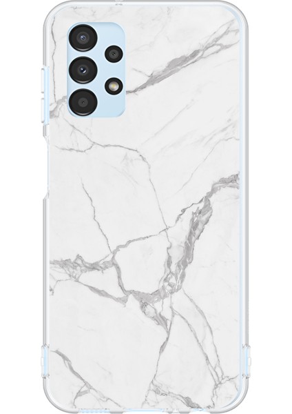 Samsung Galaxy A13 Uyumlu Gri Mermer Baskılı Silikon Kılıf