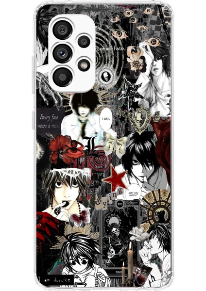 Samsung Galaxy A23 Uyumlu Death Note Kolaj Tasarımlı Baskılı Silikon Kılıf