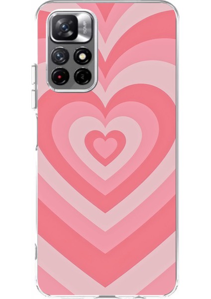 Redmi 10 Uyumlu Pembe Kalpler Baskılı Silikon Kılıf
