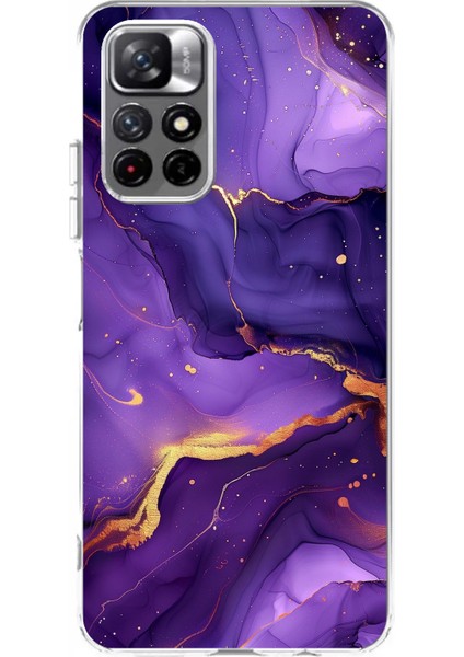 Redmi 10 Uyumlu Ametist Taşı Mor Mermer Baskılı Silikon Kılıf