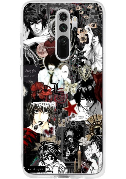 Redmi Note 8 Pro Uyumlu Death Note Kolaj Tasarımlı Baskılı Silikon Kılıf