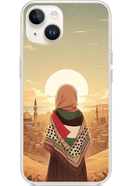 iPhone 13 - 14 Uyumlu Filistine Özgürlük Kız Baskılı Silikon Kılıf