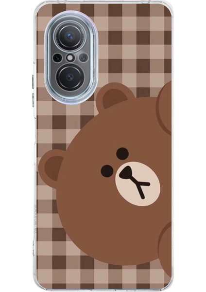 Huawei Nova 9 Se Uyumlu Kahverengi Ayı Yan Tasarımlı Baskılı Silikon Kılıf