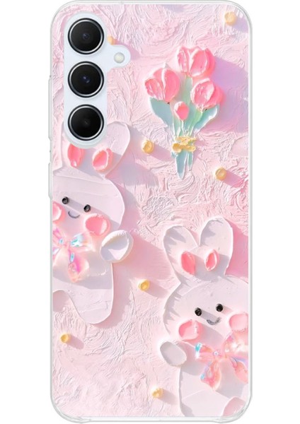 Samsung Galaxy A35 Uyumlu Sevimli Tavşanlar Baskılı Silikon Kılıf