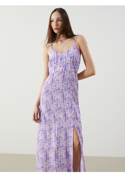 Yeni Sezon V Yaka Desenli Saten Elbise fiyatları