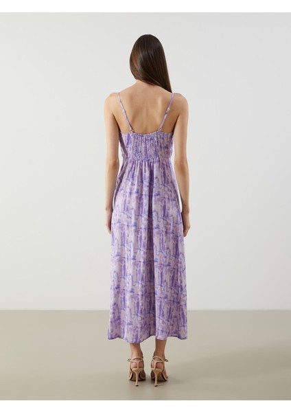 Yeni Sezon V Yaka Desenli Saten Elbise fırsatları