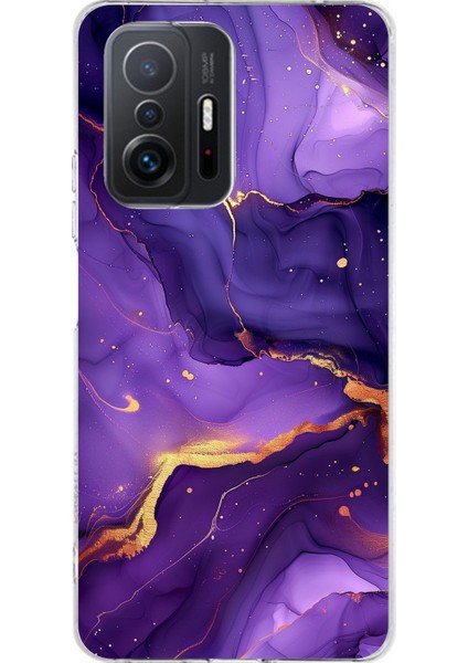 Xiaomi Mi 11T - 11T Pro Uyumlu Ametist Taşı Mor Mermer Baskılı Silikon Kılıf