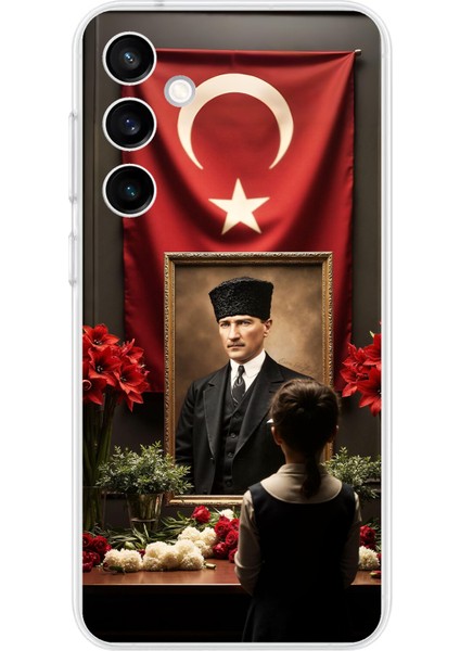 Samsung Galaxy S23 Fe Uyumlu Atatürk Türk Bayrağı Tablo Baskılı Silikon Kılıf