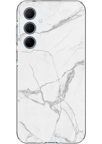 Samsung Galaxy A35 Uyumlu Gri Mermer Baskılı Silikon Kılıf