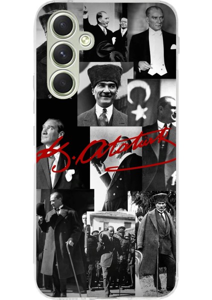 Samsung Galaxy A15 Uyumlu Kırmızı Mustafa Kemal Atatürk Imza Baskılı Silikon Kılıf