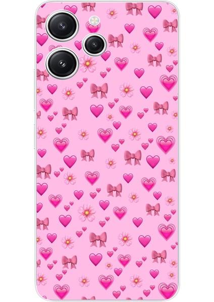 Redmi 12 Uyumlu Pembe Minik Kalpler Baskılı Silikon Kılıf