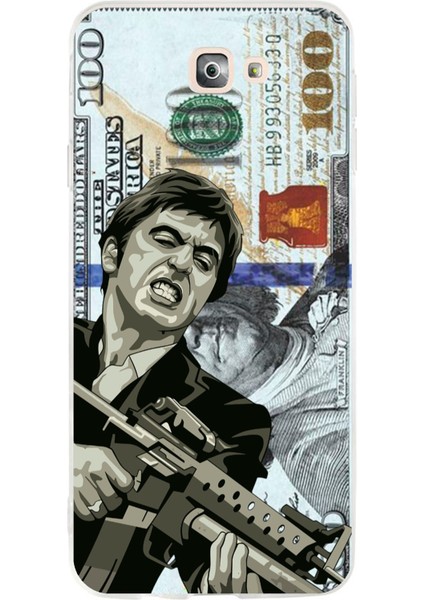 Samsung Galaxy J7 Prime Uyumlu Scarface Dolar Tasarımlı Baskılı Silikon Kılıf