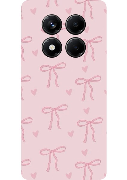 Redmi Note 14 Pro 5g Uyumlu Pembe Kalpli Fiyonklar Baskılı Silikon Kılıf