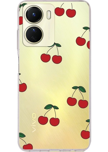 Vivo Y16 Uyumlu Kirazlar Tasarımlı Baskılı Silikon Kılıf