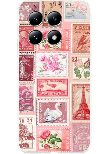 Xiaomi Mi 14T Pro Uyumlu Pembe Posta Pulları Baskılı Silikon Kılıf