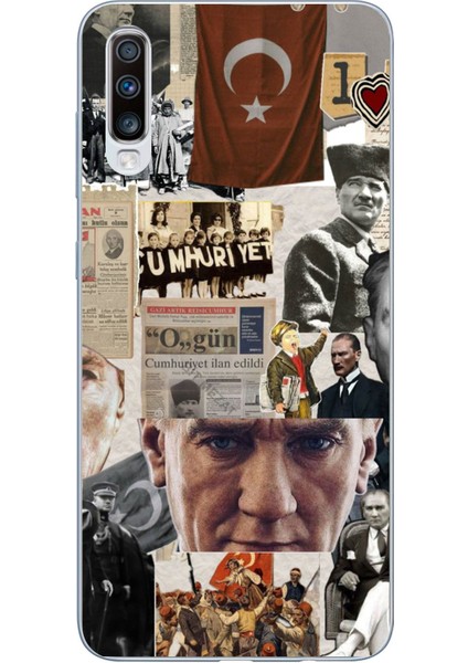 Samsung Galaxy A30S - A50 Uyumlu Atatürk Cumhuriyet Kolaj Baskılı Silikon Kılıf
