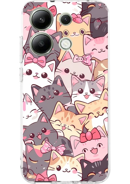 Redmi Note 13 4g Uyumlu Sevimli Kediler Baskılı Silikon Kılıf