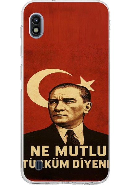 Samsung Galaxy J8 - A6 Plus Uyumlu Ne Mutlu Türkiye Bayrak Atatürk Baskılı Silikon Kılıf