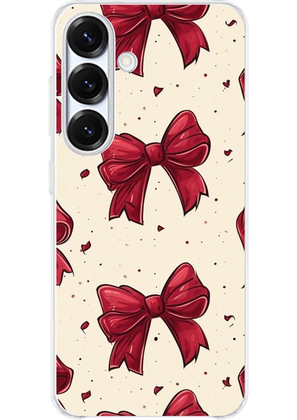 Samsung Galaxy S25 Plus Uyumlu Büyük Kırmızı Fiyonklar Baskılı Silikon Kılıf