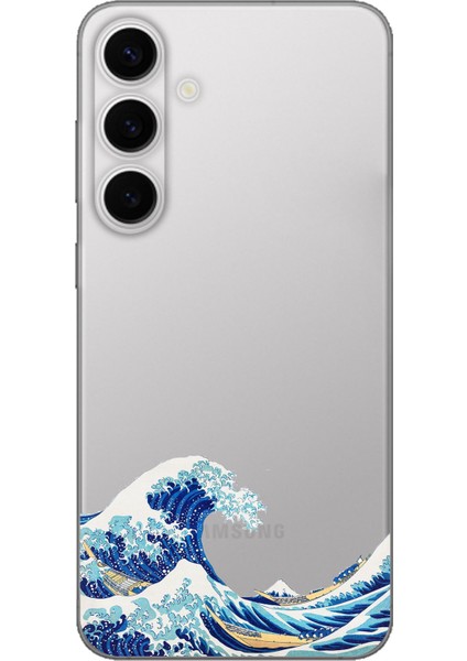 Galaxy S24 Fe Uyumlu Kanagawa Oki Nami Ura Dalgası Tasarımlı Baskılı Silikon Kılıf