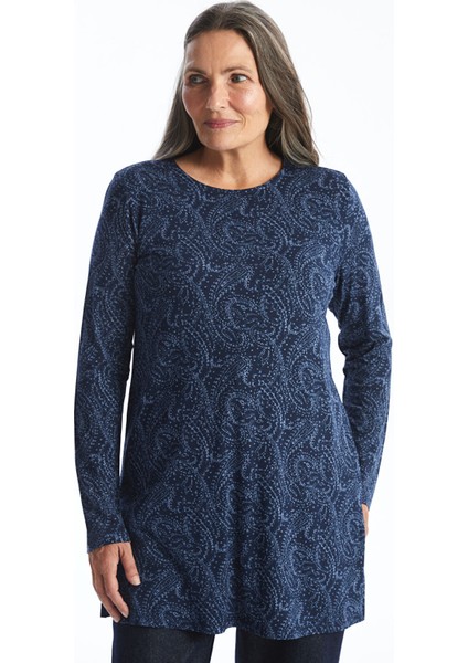 Yeni Sezon Bisiklet Yaka Desenli Kadın Tunik