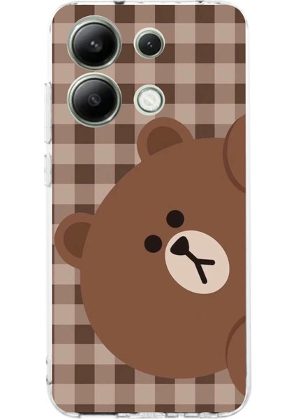 Redmi Note 13 4g Uyumlu Kahverengi Ayı Yan Tasarımlı Baskılı Silikon Kılıf