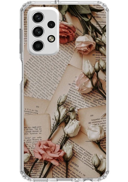 Samsung Galaxy A73 Uyumlu Retro Gazete Güller Tasarımlı Baskılı Silikon Kılıf