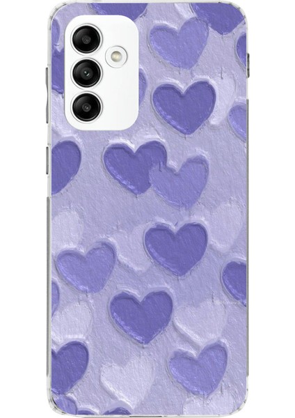 Samsung Galaxy A05S Uyumlu Mor Kalpler Tasarımlı Baskılı Silikon Kılıf