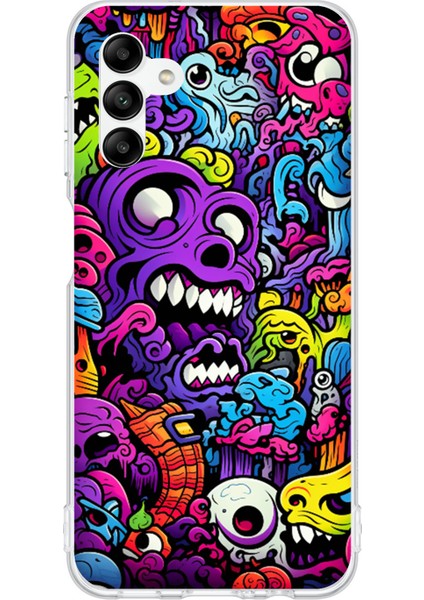 Samsung Galaxy A04S Uyumlu Psikodeli Renkli Canavarlar Baskılı Silikon Kılıf
