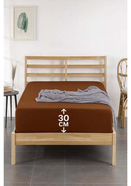 %100 Pamuk Penye Çarşaf-Kahverengi fiyatları