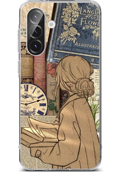 Samsung Galaxy A56 Uyumlu Retro Gazete Kadın Tasarımlı Baskılı Silikon Kılıf