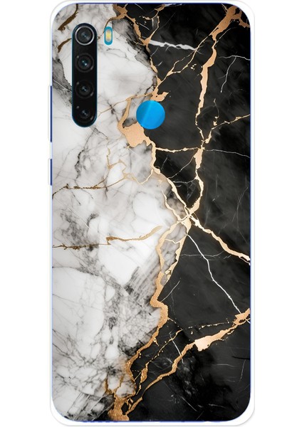 Redmi Note 8 Uyumlu Siyah Beyaz Mermer Baskılı Silikon Kılıf