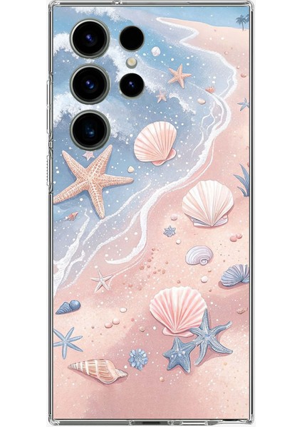 Samsung Galaxy S24 Ultra Uyumlu Sahil Deniz Kabuğu Baskılı Silikon Kılıf