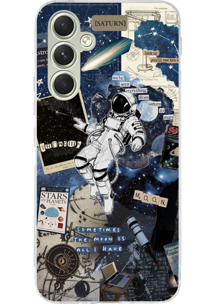 Samsung Galaxy A15 Uyumlu Retro Astronot Tasarımlı Baskılı Silikon Kılıf