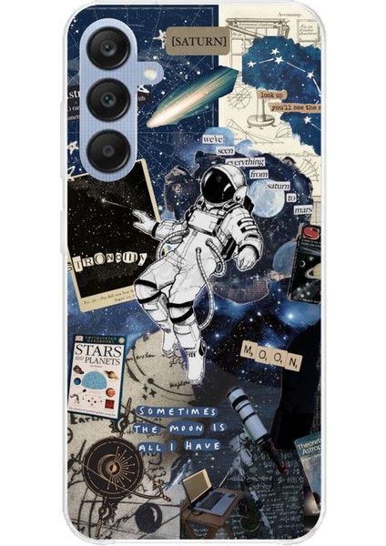 Samsung Galaxy A25 Uyumlu Retro Astronot Tasarımlı Baskılı Silikon Kılıf