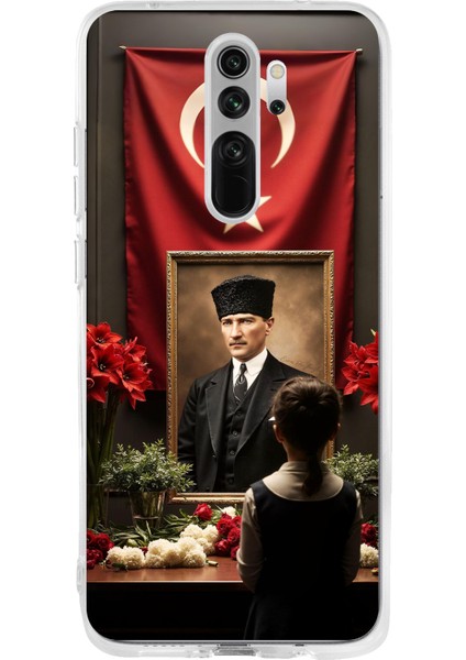 Redmi Note 8 Pro Uyumlu Atatürk Türk Bayrağı Tablo Baskılı Silikon Kılıf