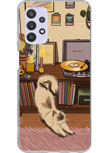 Samsung Galaxy A32 Uyumlu Nostaljik Köpek Tasarımlı Baskılı Silikon Kılıf