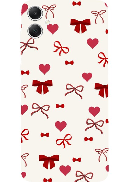 Samsung Galaxy A05 Uyumlu Bordo Kalp ve Fiyonklar Baskılı Silikon Kılıf