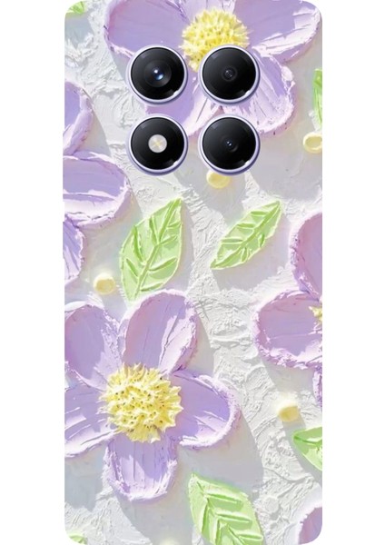 Redmi Note 14 Pro Plus 5g Uyumlu Mor Papatyalar Sulu Boya Baskılı Silikon Kılıf