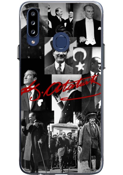 Samsung Galaxy A20S Uyumlu Kırmızı Mustafa Kemal Atatürk Imza Baskılı Silikon Kılıf